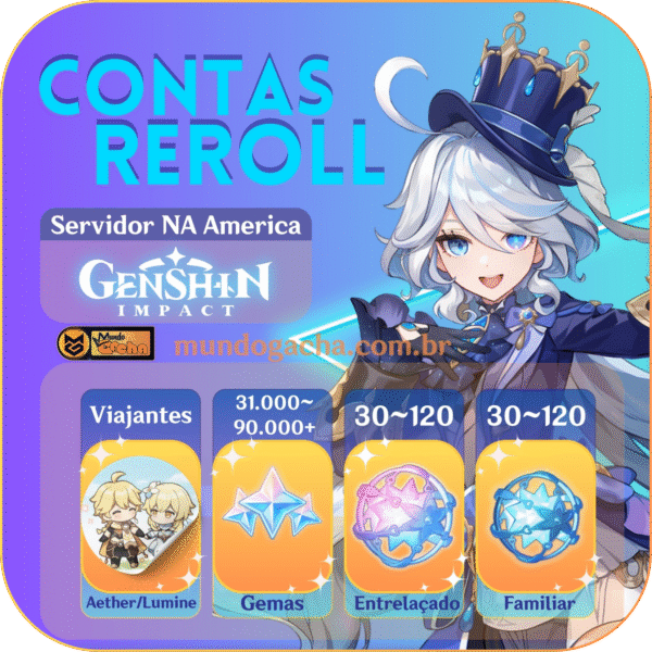 GENSHIN IMPACT Conta Reroll com 52k de Gemas + Tiros