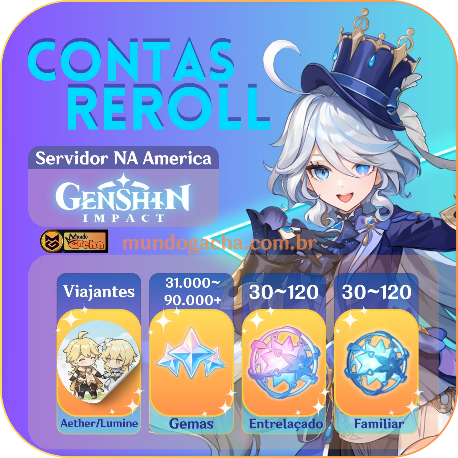 GENSHIN IMPACT Conta Reroll com 52k de Gemas + Tiros