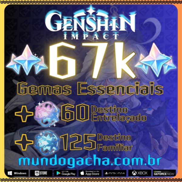 GENSHIN IMPACT Conta Reroll com 67k de Gemas + Tiros/Lumine
