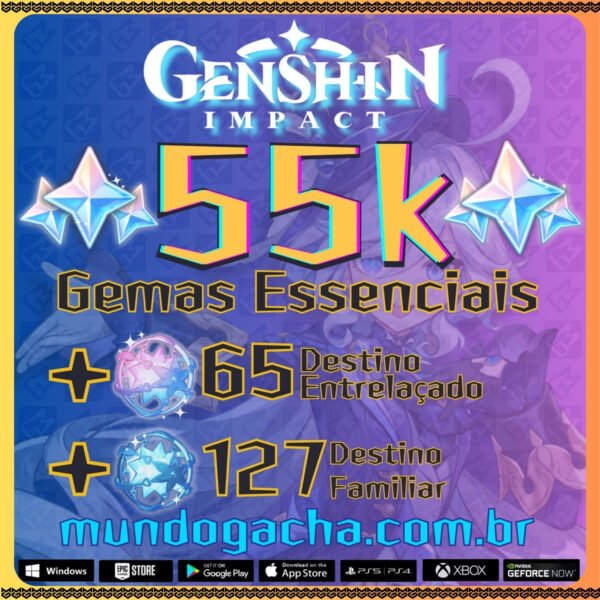 Genshin Impact Contas Reroll com 55k de Gemas + Tiros/Aether